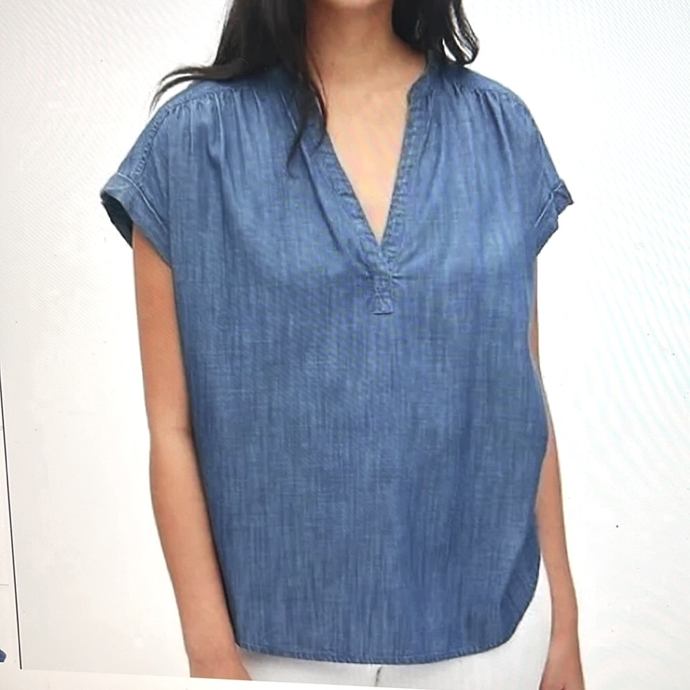 Denim Top V-Neck Unstructured